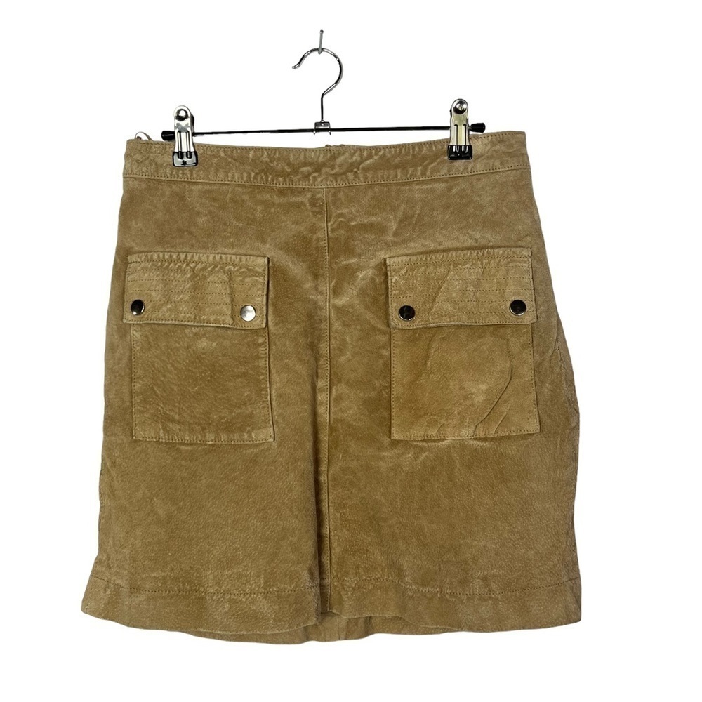 Mango Camel Brown Leather Retro Mini Skirt M